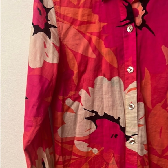 Sigrid Olsen Pink and Orange Long Sleeve Blouse - Picture 4 of 10